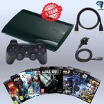 Sony Playstation 3 Super Slim Console 1 Controller 500GB PS3 Cables 10 Games