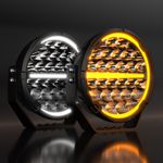 2x HELLA ROUND 9" BLACK DRIVING LIGHT SPOT LIGHTS SPOT LAMPS+SIDE LIGHT DUAL DRL