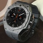 For Galaxy Watch Ultra Carbon Fiber Case Rubber Strap Protective Cover FKM Band