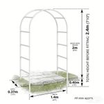 2.4M Garden Arch Trellis Arched Metal Tubular Frame Climbing Plant Archway White