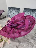 Magenta Pink Wedding hat Races Wide Brim Mother Of Bride Formal Special Occasion