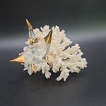 White Coral with Hand Blown Glass Manta Ray With Gold Trim Figurine