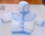 Baby Boy Or Reborn Baby Bubble Cardigan Coat And Bonnet Hat 0/3 Mth