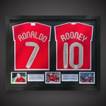 Cristiano Ronaldo & Wayne Rooney Manchester Utd Framed Signed 2007 Shirts £849
