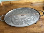 Leonard Silver Plate Oval Serving Tray with Handles, Grape Pattern