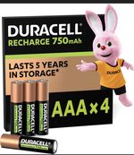 4x DURACELL AAA LR03 Rechargeable Batteries 750mAh NiMH 1.2V HR03 