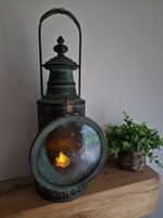 Aged Vintage Industrial Old Style Railway Candle Holder Lantern