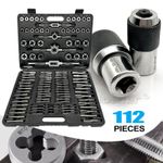 110 Pcs Tap And Die Set Metric Thread Cutting Tool Wrench Kit + 2pcs Tap Sockets