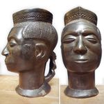Kuba Palm Wine Cup African Tribal Hand Carved Wooden Figure Carving Sculpture