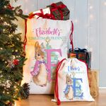 Personalised Rabbit Christmas Sack Childrens Xmas Present Stocking Kids Gift Bag