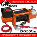 OX ELECTRIC WINCH 12V RECOVERY 4x4 17000lbs  WIRELESS SYNTHETIC ROPE - ORANGE