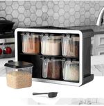 Premium Spice Container Rack Set with Spoons Plastic Herbs Spices Jar BPA Free