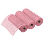 3pcs 10 Inch Poly Burlap Mesh for Wreath Mesh Fabric Ribbon 6.4 Yard Pink