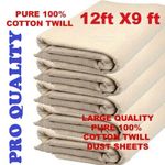HEAVY DUTY 12FT X 9FT 100% COTTON TWILL PROFESSIONAL DECORATING LARGE DUST SHEET