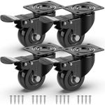 Heavy Duty 50mm Castor Wheels Pack of 4 with Brakes Screws Silent No-Marking