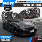VW Golf MK5 04-09 Black Projector Xenon Look Headlights Headlamps Set Bi Xenon