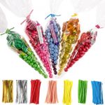LARGE CLEAR CELLOPHANE CONE BAGS FOOD SWEET CANDY KIDS Party Favour Cones cello