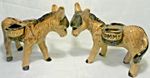 2 x Vintage Clovelly Pottery Donkey Names Tommy Brown Saddle Baskets Figurine