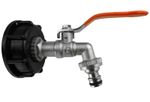 IBC storage tank adaptor s60x6 (2") coarse thread cap + lever tap+ hose fitting