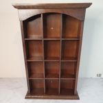 Vtg Brown Wooden Curio Display Collectors Wall Cabinet Hanging Free Standing