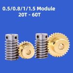 0.5/0.8/1/1.5 Module 20T to 60T Gear Copper Worm Wheel Gear & Worm Gear Shaft