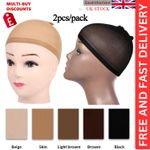 Pack of 2 Wig Cap Breathable Stretchable Stretch Stocking Wig Caps in 5 Colours
