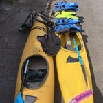 1 Fiber Glass1 Plastic,Spray Deck,Paddles &3 Life Jackets