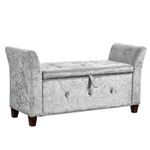 Seville Storage Ottoman Seat Stool Bench Chest Toy Box Pouffee Silver Velvet