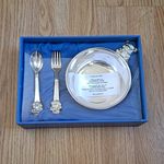 H. Samuel Silver Plated Baby Christening Silverware Set Bowl Spoon Fork