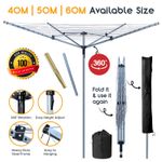Heavy Duty 4 arm Rotary Washing Line 40m 50m 60m Outdoor Garden Clothes Airer