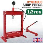Hydraulic Shop Press 12 T H-Frame Shop Press with Press Plate & H-Shaped Base UK