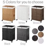 Large Handwoven Laundry Hamper Basket 360 Lockable Wheels  2 Sections 2 Sizes UK