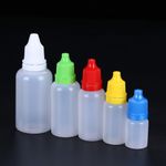 5-120ml Plastic Empty Squeezable Liquid Eye Dropper Bottles w/ Funnels Mixed Lid