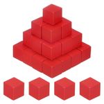 100-Pack DIY Wooden Cube, 1cm Square Colored Natural Wood Blocks, Red