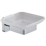 Nuie Trisen Chrome Soap Holder with Glass Dish Wall Mounted Bathroom Accessory