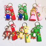 Cute Mario Cartoon Series Silicone Zinc Alloy Carabiner Keychain 