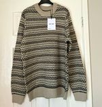 ONLY & SONS Mens Fair Isle Crew Neck Knit Pullover Jumper Beige/Black L