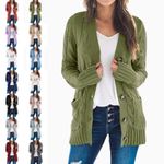 Ladies Sweater Long Sleeve Outwear Women Chunky Knitted Winter Cozy Cardigan 