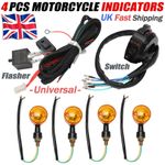 4X UNIVERSAL MOTORCYCLE INDICATOR WIRING LOOM HARNESS KIT RELAY TURN SIGNALS UK