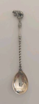 Charming Continental Silver (800) Spoon With Bear Finnial