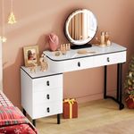 Dressing Table With LED Lights Dimmable Mirror Vanity Makeup Table 5 Drawers UK
