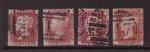 QV 1858 Penny Red Plates x4 copies,  SG43/44  Plates 199 199 199 200
