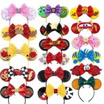 Mickey Minnie Ear Headband Sequin Bow Princess Hairband Halloween Party