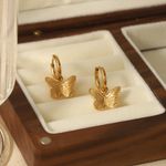 18ct Gold-Plated 14mm Hoop Earrings with Butterfly Charm