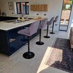 Set of 4 Premium Adjustable Velvet Bar Stools Grey Geometric Fabric
