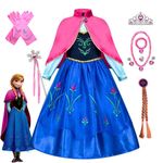 Girls Frozen Anna Fancy Dress Costume Cape Princess Party Birthday Kid Halloween