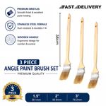 3X Long Handle Angled Paint Brush Set Radiator Wall Ceiling Decorating Brushes