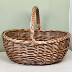 Wicker Shopping Basket Handle Oval Antique Wash Willow Storage Carry Shopper