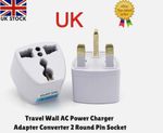Universal Travel Adapter US UK AU to EU Plug Converter 2 Pin Europe Power Socket
