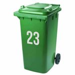 2 x House Number Stickers for Wheelie Bin (Available in Black or White Gloss)